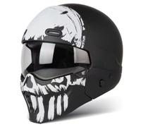 Casque Moto Modulable Casques Intégraux avec Visière 3/4 Combiné Casques Moto Jet Homologué ECEDOT Toutes Saisons Casque Ouvert Vintage Demi-Casqu Moto pour Homme Femme 2,M:57-58CM
