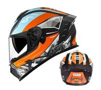 Casque Moto Modulable Certifié ECE Casque Intégral pour Homme Et Femme avec Double Visière Solaire Et Mentonnière, Scooter, Casque Cyclomoteur H,M50-54CM