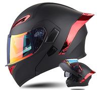 Casque Moto Modulable Double Visière Scooter Chopper ECE Homologué Casque Moto Homme et Femme Casques Intégraux Flip-Up Anti-Collision Casque Integral Modulable pour Locomotive