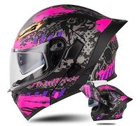 Casque Moto Modulable Double Visière Scooter Chopper ECE Homologué Casque Moto Homme et Femme Casques Intégraux Flip-Up Anti-Collision Casque Integral Modulable pour Locomotive