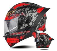 Casque Moto Modulable Double Visière Scooter Chopper ECE Homologué Casque Moto Homme et Femme Casques Intégraux Flip-Up Anti-Collision Casque Integral Modulable pour Locomotive