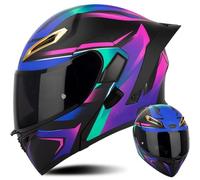 Casque Moto modulable Flip-up homologué ECE pour Hommes et Femmes | Double visière, coque anti-collision, adapté scooter et chopper, protection intégrale