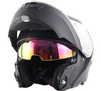 Casque Moto Modulable Homologué DOT/ECE Homme Et Femme Modulable Casque Moto Avec Double Visière Pour Scooter Casque Integral Modulable Moto Casque Flip Up Grand Tour De Tête Matte Black 2,4XL