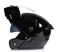 Casque Moto Modulaire Léger Casque De Moto Intégral Avec Double Visière Casque Intégral Pour Homme Et Femme Homologué ECE Casques VTT Crash Design Ventilé Antibuée Bright Black 1,XL