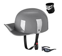 Casque Moto Ouvert Style rétro, Demi-Casque Type Casquette de Baseball avec visière, certifié Dot/ECE Unisexe, Compatible Cruiser, Moto de Rue, Scooter, cyclomoteur et vélo(4,M)