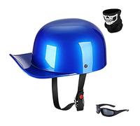 Casque Moto Ouvert Style rétro, Demi-Casque Type Casquette de Baseball avec visière, certifié Dot/ECE Unisexe, Compatible Cruiser, Moto de Rue, Scooter, cyclomoteur et vélo(1,L)