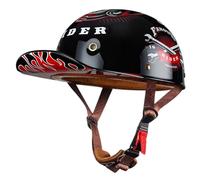 Casque Moto Rétro Adultes Demi-coque DOT/ECE Homologué Casquette de Baseball Unisexe Style Allemand Locomotive Jet Casque Avec Fermeture Rapide Moto Casque Ouvert 4,M:54-57CM