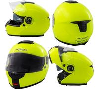 Casque Moto Transformable Modulable Visière Pare Soleil Fluo L