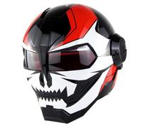 Casque Moto Unisexe de Marque luxe Transformateurs Iron Man Soman SM515 Casque de moto demi casque,Noir/rouge M