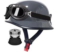 Casque Moto Vintage Casque Jet Demi-Casque De Moto Casque Bol Homologué Dot/ECE Casque Semi-Ouvert Rétro Casque Scooter Cruiser Casque De Cyclomoteur Electrique pour Adulte 2,L