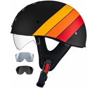 Casque Moto Vintage Casques Jet avec Visière Casques Bols Casque Mobylette avec Lunettes Homologué Dot/ECE Rétro Demi Casque Moto Vélo Scooter Chopper pour Adultes Homme Et Femme 6,XL