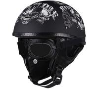 Casque Moto Vintage Casques Jet avec Visière Casques Bols Casque Mobylette avec Lunettes Homologué Dot/ECE Rétro Demi Casque Moto Vélo Scooter Chopper pour Adultes Homme Et Femme 6,XL