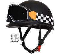 Casque Moto Vintage Casques Jet avec Visière Casques Bols Casque Mobylette Homologué Dot/ECE Rétro Demi Casque Moto Vélo Scooter Chopper pour Adultes Homme Et Femme 6,XL