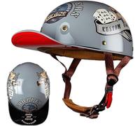 Casque Moto Vintage Casques Jet avec Visière Casques Bols Homologué Dot/ECE Casque Mobylette avec Lunettes Rétro Demi Casque Moto Vélo Scooter Chopper pour Adultes Homme Et Femme 4,M