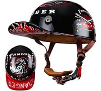 Casque Moto Vintage Casques Jet avec Visière Casques Bols Homologué Dot/ECE Casque Mobylette avec Lunettes Rétro Demi Casque Moto Vélo Scooter Chopper pour Adultes Homme Et Femme 6,XL