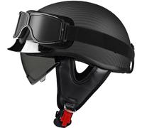 Casque Moto Vintage Casques Jet Mobylette avec Lunettes Casques Bols Homologué ECE/Dot Rétro Demi Casque Moto pour Scooter Cruiser Moto pour Adultes Homme Et Femme 6,XL(61-62CM)