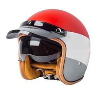 Casque Moto Vintage, RéTro Moto Casque Ouvert Femme Homme, Moto Casques Jet pour Moto with Visor, Homologué ECE Moto Casque 3/4 pour Scooter Cyclomoteur F01, L:57-58cm