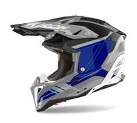 Casque Motocross AIROH Aviator 3 Saber Gris Bleu Brillant