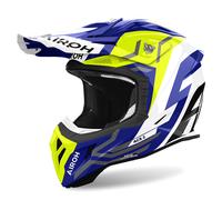 Casque Motocross AIROH Aviator Ace 2 Ground Bleu Jaune Brillant