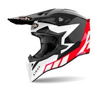 Casque Motocross AIROH Wraaap Reloaded Blanc Noir Brillant Rouge