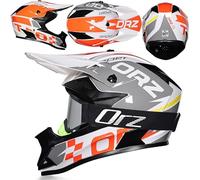 Casque Motocross Homme Femme, Casque Moto Tout-Terrain Résistant Aux Impacts, Casques Intégral Léger pour Vélo De Montagne, BMX, avec Lunettes, Course sur Route,Orange White 2-s (53_54)