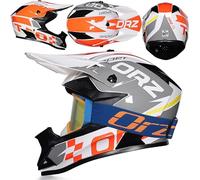 Casque Motocross Homme Femme, Casque Moto Tout-Terrain Résistant Aux Impacts, Casques Intégral Léger pour Vélo De Montagne, BMX, avec Lunettes, Course sur Route,Orange White3-l (57_58)