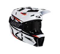 Casque Motocross LEATT Moto 3.5 Blanc Noir Rouge avec Masque 3.5