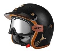 Casque Motorcycle Ouvert Jet Casques légers rétro avec visière Lunettes de Protection adaptées aux Hommes et aux Femmes Moto Scooter Déplacements urbains