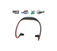 Casque MP3 Sport Sans Fil Lecteur Audio Micro SD Running Vélo Wma Wav Noir Rouge