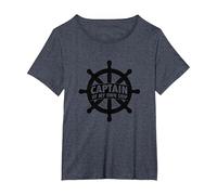 Casque Nautique Captain of My Own Ship T-Shirt, Femme Grandes Tailles, Bleu Chiné, 1X