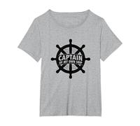Casque Nautique Captain of My Own Ship T-Shirt, Femme Grandes Tailles, Gris Chiné, 1X