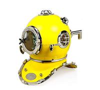 Casque nautique de plongée | Casque décoratif de bateau maritime | Nagina International (jaune nickel - sur base, 15,2 cm)