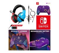 Casque Nintendo Switch - Officiel - Rouge et Bleu - Stéréo 2.0 - Sans Fil - Compatible OLED/Switch/Lite