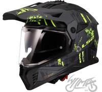 Casque Off-Road LS2 MX702 Pioneer II M Noir H-V Jaune Taille M