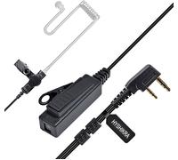 Casque-oreillette 2 Pin pour Talkie-walkie avec Grande Touche PTT et Micro,Compatible avec Radios UV-5R,UV-5RA,888S,Kenwood (2 Pack avec des Embouts de Rechange)