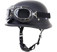 Casque Ouvert De Moto - Casque De Moto De Personnalité Vintage Fait À La Main D'été Approuvé Par La CEE + Lunettes De Soleil, Demi-Casque De Style Allemand, Casque De Moto Cruiser Scooter A,XL
