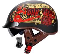 Casque Ouvert Demi-Casque De Moto Homologué Dot/ECE Casque Jet pour Homme Femme Casques Bols avec Visière Casque Semi Ouvert Dapté À La Conduite en Extérieur 6,XL