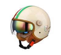 Casque Ouvert Demi-Casque De Moto Vintage Casque De Moto Jet avec Pare-Soleil Approuvé ECE Rétro Scooter De Rue Cyclomoteur Demi-Casque 3/4 pour Homme Et Femme U,L=59-60CM