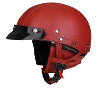 Casque Ouvert Demi-Casque De Moto, Vintage Casque Scooter RéTro De Moto, Approuvé ECE, Casques Jet avec VisièRe, Casque Scooter pour Adultes Homme Et Femme C, XL=61-62CM