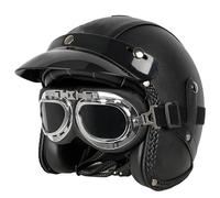Casque Ouvert Moto 3/4, Demi-Casque De Moto Homologué ECE, Casque Jet avec Lunettes pour Cruiser Scoote Casque De SéCurité Casque pour Adulte Homme Femme Cyclomoteur G02, XL(61-62cm)
