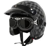 Casque Ouvert Moto 3/4, Demi-Casque De Moto Homologué ECE, Casque Jet avec Lunettes pour Cruiser Scoote Casque De SéCurité Casque pour Adulte Homme Femme Cyclomoteur E01, XL(61-62cm)