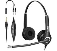 Casque PC 3,5mm avec Micro Anti-Bruit,Oreillette Téléphone Portable Stéréo pour Ordinateur,iPhone Samsung Smartphone,Centre d'appels Bureau Zoom Skype Vidéoconférence,Chat Claire,Confortable