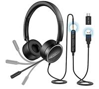 Casque PC avec Microphone New Bee USB/3,5 mm Casque Business, réduction du Bruit et Son stéréo Clair pour Centre d'appel, Bureau, conférences téléphoniques, discussions sur Skype, présentations