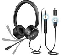 Casque Pc Filaire Avec Micro Casque Usb/3,5 Mm Annulation Du Bruit & Son Stéréo Clair Oreillette Business Pour Softphone Skype En Ligne Centre D'Appels Téléphoniste(2 Pièces)[POU6263960]