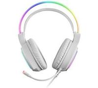 Mars Gaming Casque Gaming MHRGB Éclairage 360º, Ultra-BASS 3D, Microphone réduction de bruit, Blanc