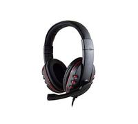 Heden Casque Micro Filaire connecteur USB, telecommande intégr Micro pivotant, Arceau réglable Noir- Rouge