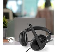 Casque PC - NEDIS - CHSTU210BK - Noir - Stéréo - USB Type-A / USB Type-C - Microphone Rabattable