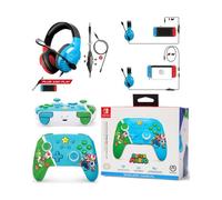 CASQUE PC NINTENDO SWITCH ROUGE ET BLEU + Manette sans fil Bluetooth Améliorée Switch-Mario Super Star Friends