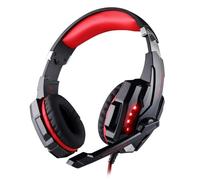 Casque PC rouge et noir pour Ordinateur Portable / Tablette / Téléphones Mobiles, Longueur du Câble: Environ 2.2m + 3.5mm Jeu Gaming Écouteur Bandeau avec Microphone LED Lumière