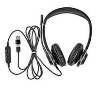 Casque PC Supra-Aural Stéréo USB-C avec Adaptateur USB-A et Micro Rabattable Nedis Noir Noir G